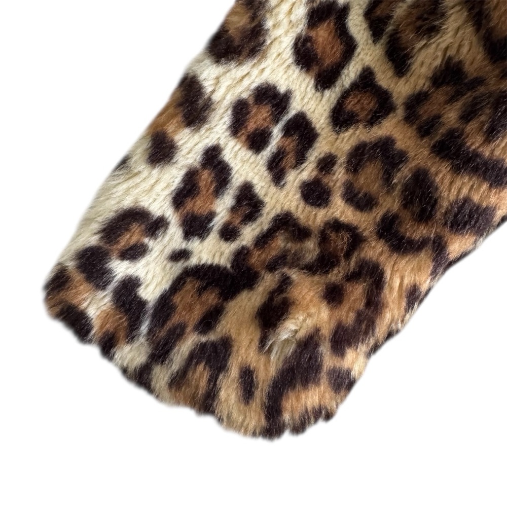 Faux Fur Girls’ Leopard Print Coat, Size 5-6 — Waist Length, Super Warm - Picture 3 of 7